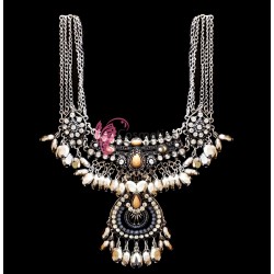 Colier  elegant Vintage Glam CG031KK Argintiu cu cristale